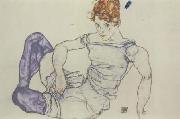 Egon Schiele Seated Woman in Violet Stockings (mk12) oil painting on canvas